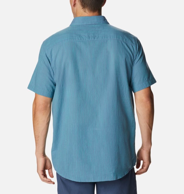 Men's Columbia Under Exposure Yarn-Dye Short Sleeve Shirts Stripe | CA-B5CL8