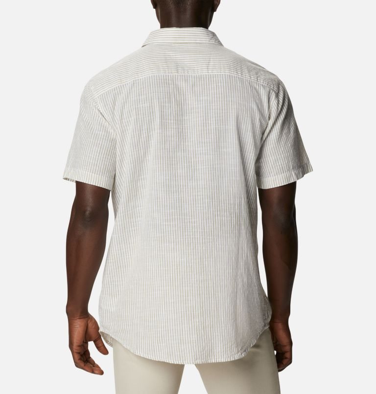 Men's Columbia Under Exposure Yarn-Dye Short Sleeve Shirts Stripe | CA-R16C0