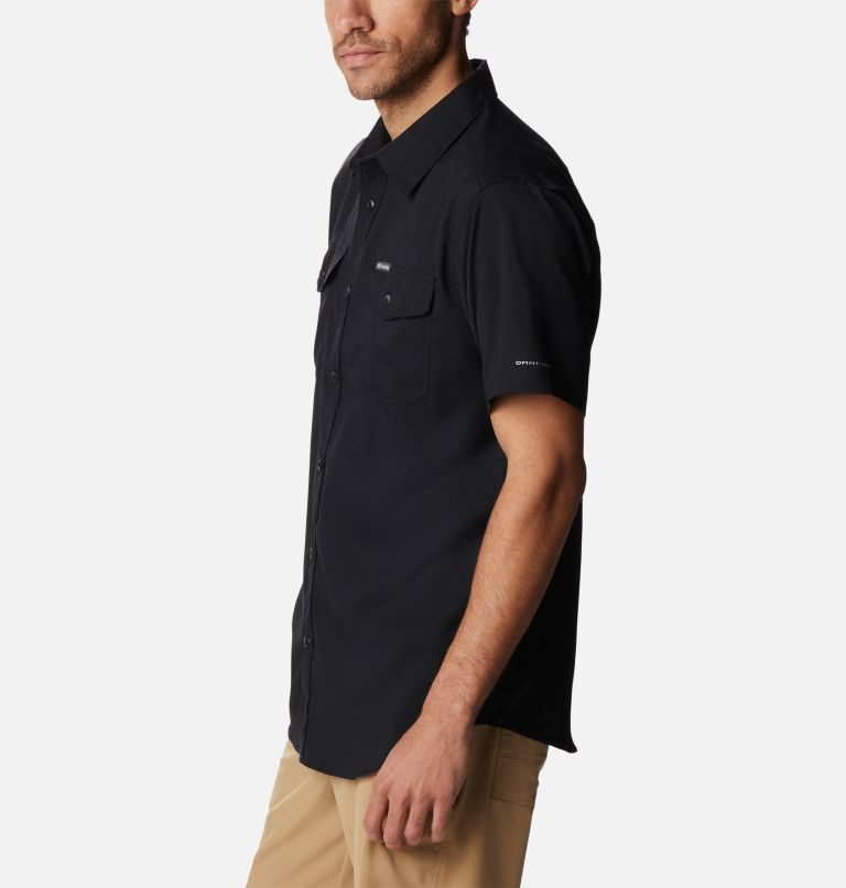 Men's Columbia Utilizer II Solid Short Sleeve Shirts Black | CA-U0A15