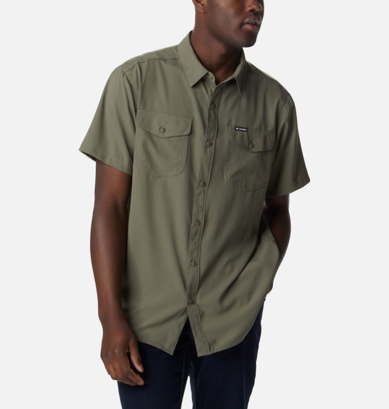 Men's Columbia Utilizer II Solid Short Sleeve Shirts Olive | CA-V4AC8