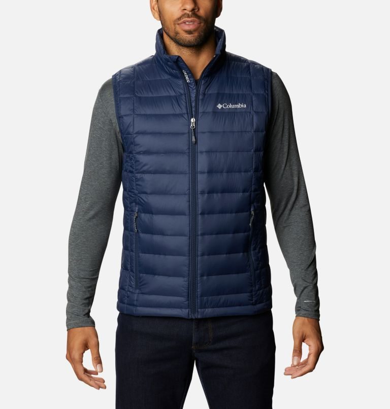 Men\'s Columbia Voodoo Falls 590 TurboDown Vest Navy | CA-P1564
