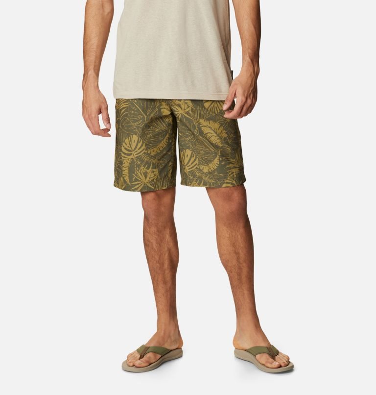 Men\'s Columbia Washed Out Printed Shorts Olive | CA-DL3C1