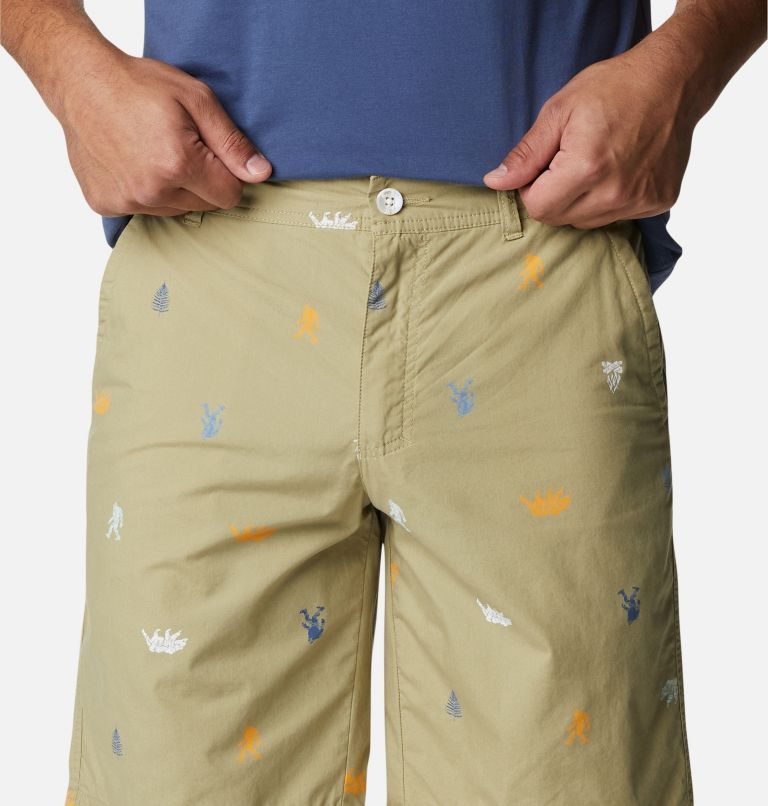 Men's Columbia Washed Out Printed Shorts Olive | CA-F40CL