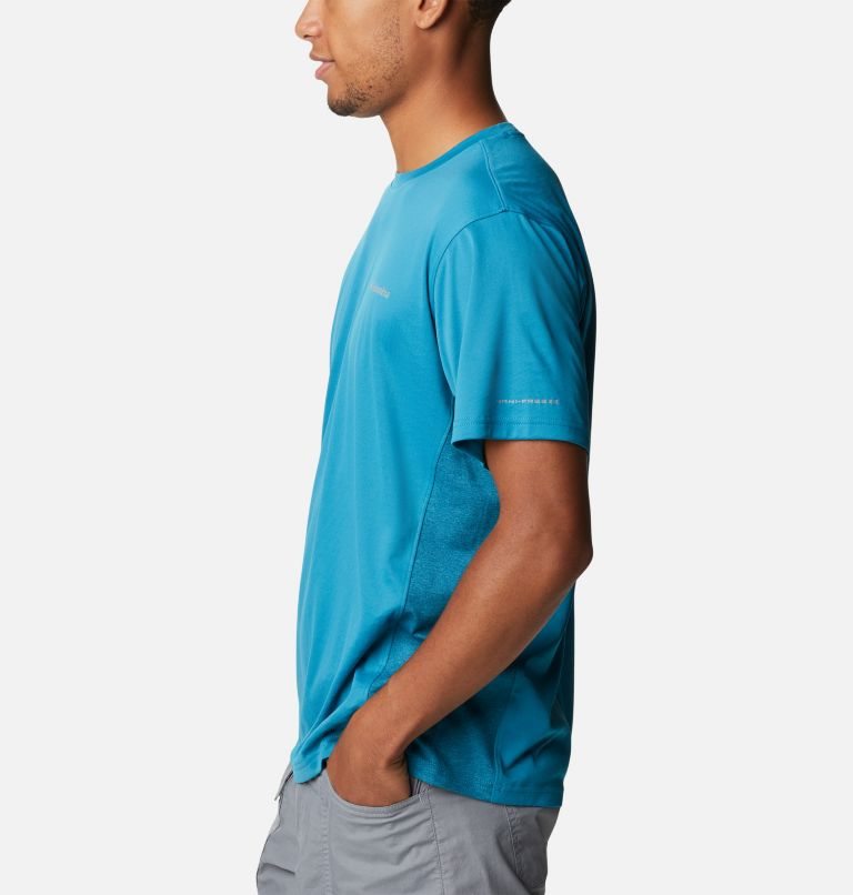 Men's Columbia Zero Ice Cirro-Cool Short Sleeve T Shirts Blue | CA-B1LA6