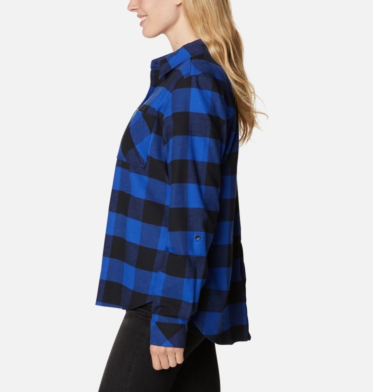Women's Columbia Anytime Casual II Stretch Long Sleeve Shirts Blue | CA-B361L