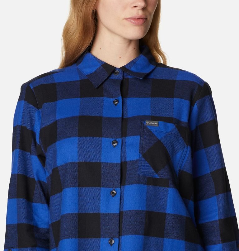 Women's Columbia Anytime Casual II Stretch Long Sleeve Shirts Blue | CA-B361L