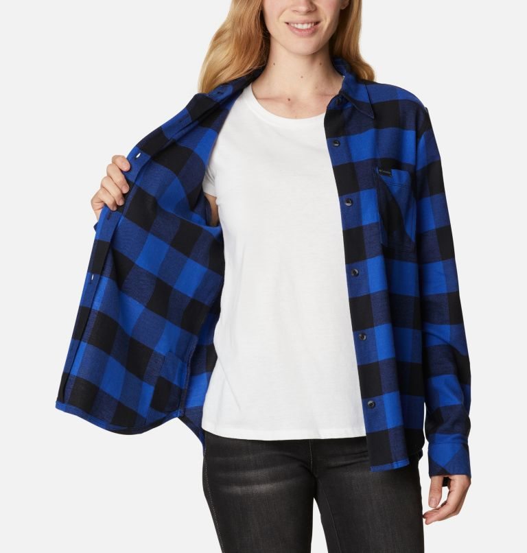 Women's Columbia Anytime Casual II Stretch Long Sleeve Shirts Blue | CA-B361L