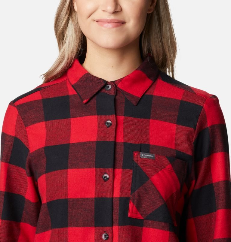 Women's Columbia Anytime Casual II Stretch Long Sleeve Shirts Red | CA-Y684C