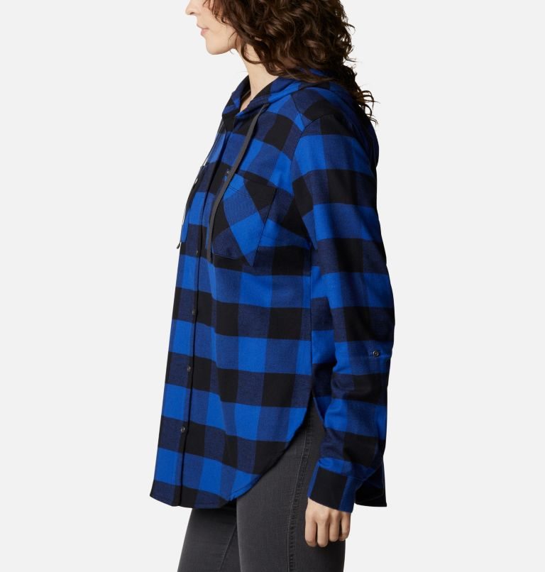 Women's Columbia Anytime Stretch Long Sleeve Hooded Shirts Blue | CA-TCL51