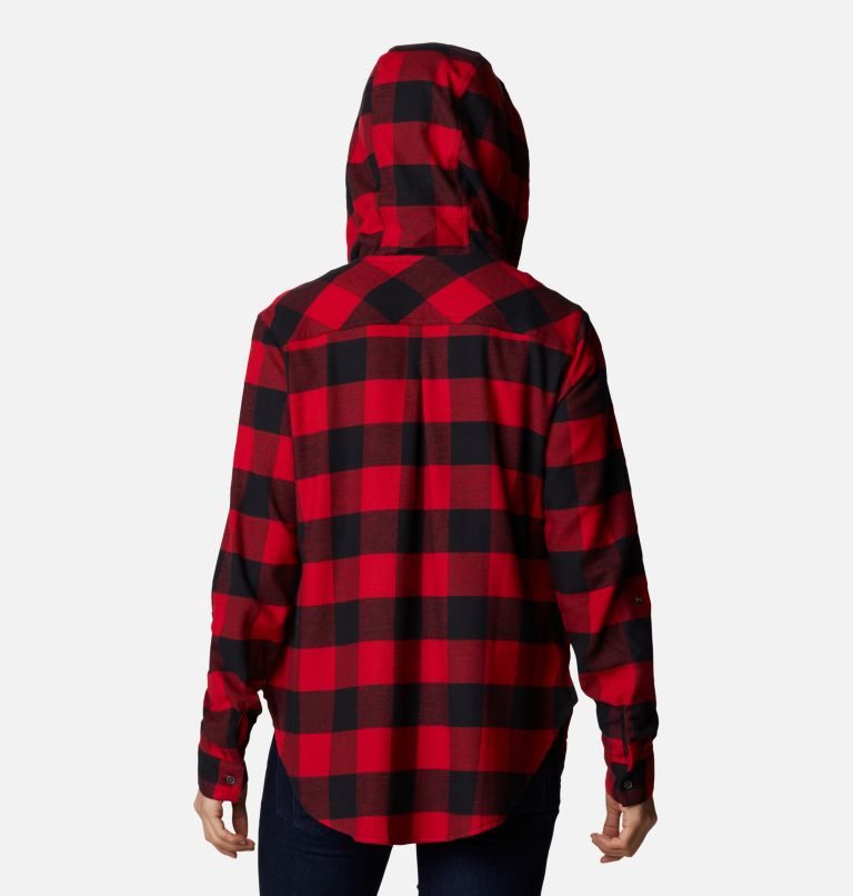 Women's Columbia Anytime Stretch Long Sleeve Hooded Shirts Red | CA-V4035
