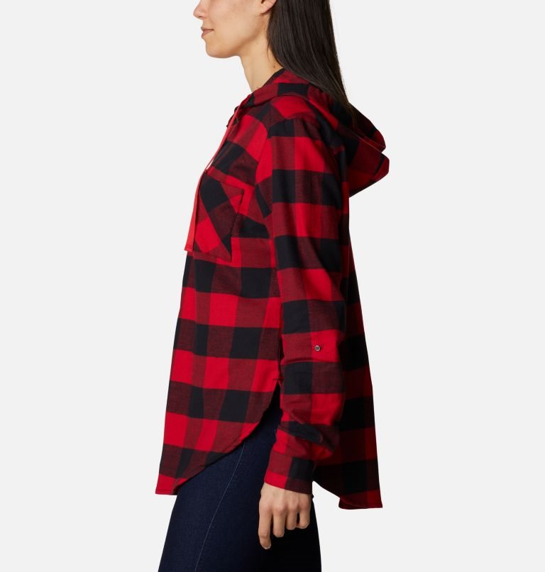 Women's Columbia Anytime Stretch Long Sleeve Hooded Shirts Red | CA-V4035