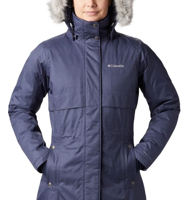 Women's Columbia Apres Arson II Long Down Jackets Navy | CA-Y8L16