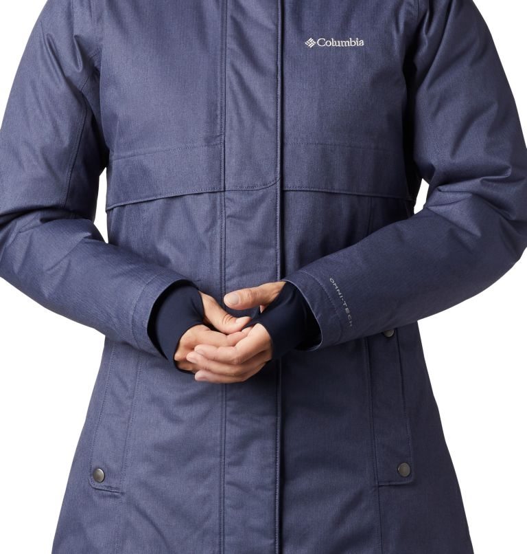 Women's Columbia Apres Arson II Long Down Jackets Navy | CA-Y8L16