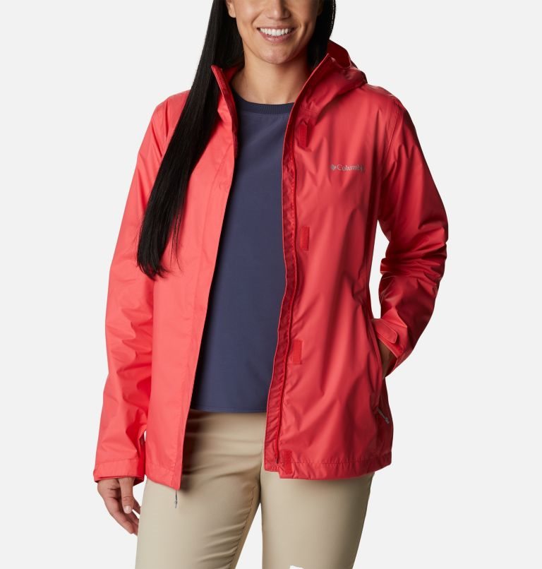 Women's Columbia Arcadia II Rain Jackets Red | CA-O3CA5