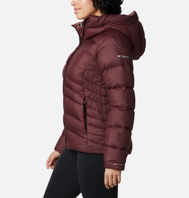 Women's Columbia Autumn Park Hooded Down Jackets Burgundy | CA-X53AL