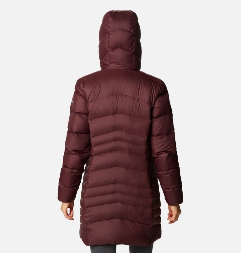 Women's Columbia Autumn Park Hooded Mid Down Jackets Burgundy | CA-E6305