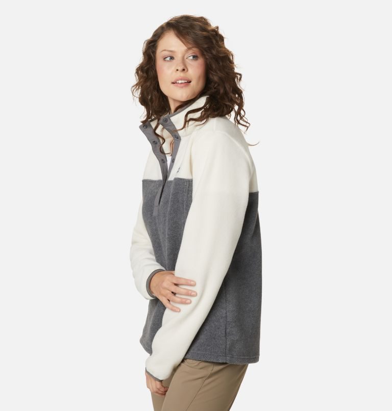 Women's Columbia Benton Springs 1/2 Snap Sweatshirts Cream / Dark Grey | CA-D6384