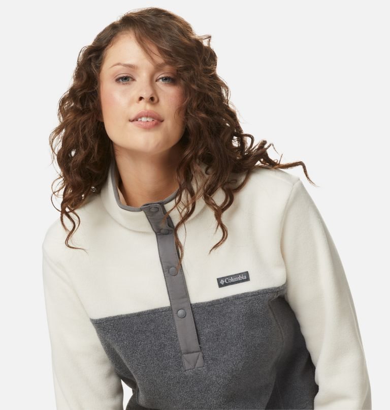 Women's Columbia Benton Springs 1/2 Snap Sweatshirts Cream / Dark Grey | CA-D6384