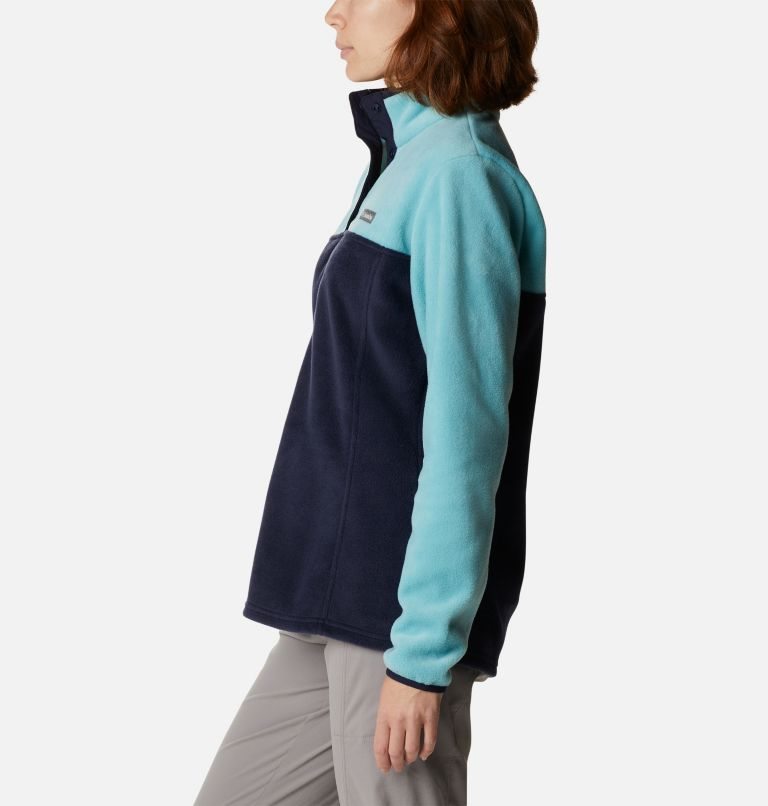 Women's Columbia Benton Springs 1/2 Snap Sweatshirts Turquoise / Navy | CA-HAC84