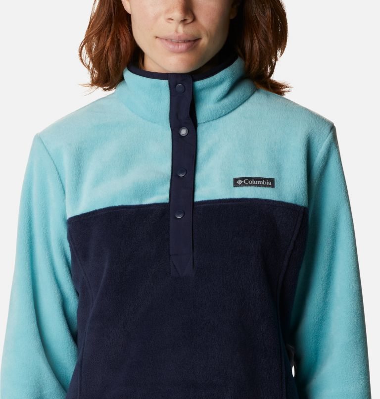 Women's Columbia Benton Springs 1/2 Snap Sweatshirts Turquoise / Navy | CA-HAC84