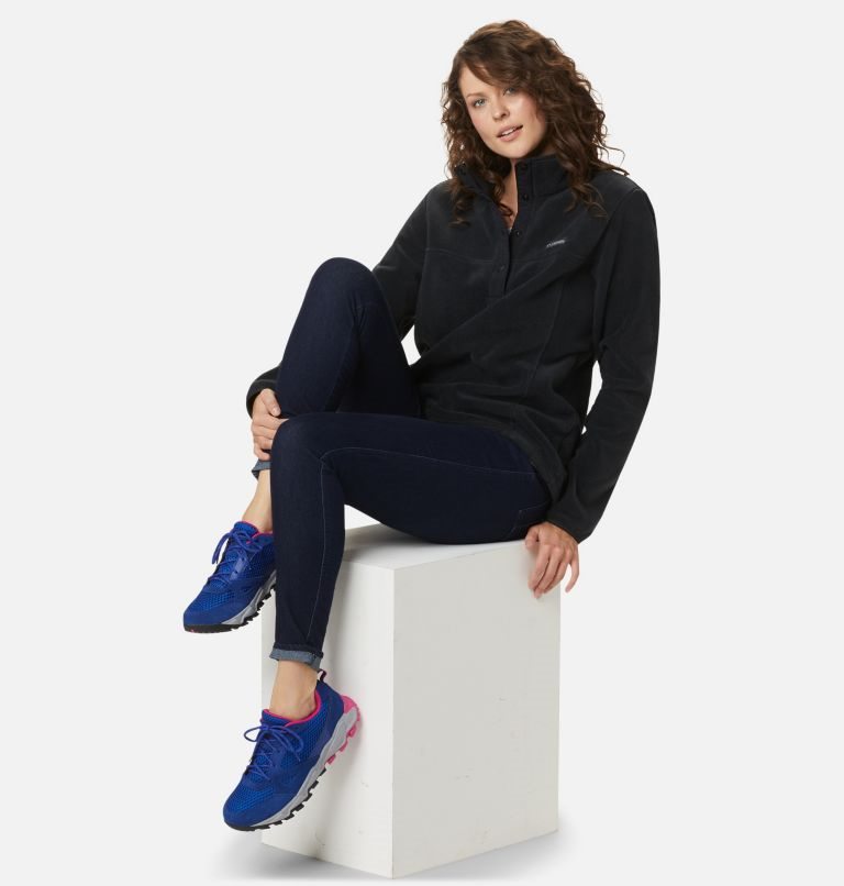 Women's Columbia Benton Springs 1/2 Snap Sweatshirts Black | CA-K846C