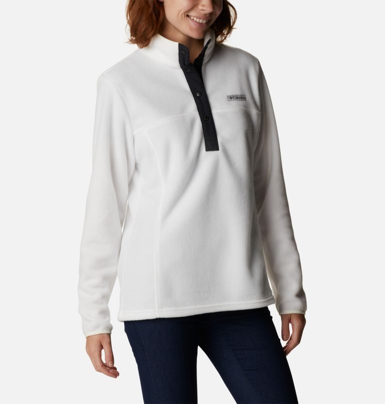 Women's Columbia Benton Springs 1/2 Snap Sweatshirts White | CA-OAL61