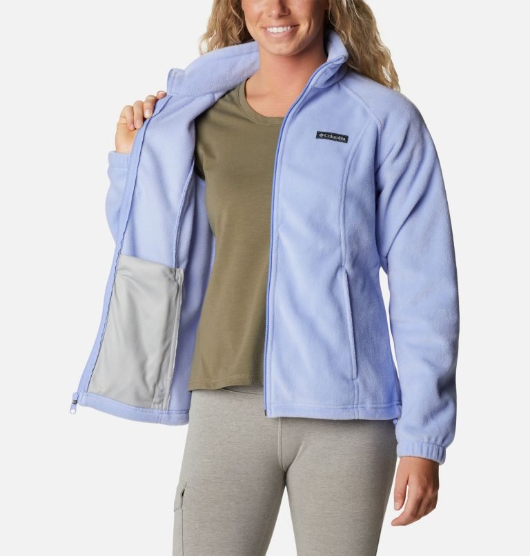 Women's Columbia Benton Springs Full Zip Fleece Jackets Light Blue | CA-A140C