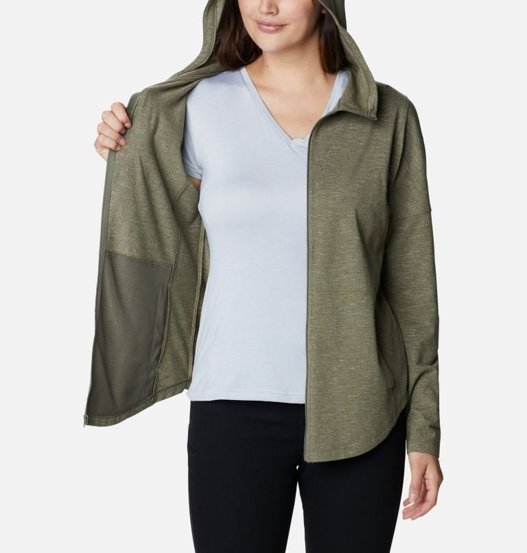 Women's Columbia Cades Cove Full Zip Hoodie Olive | CA-O43C1