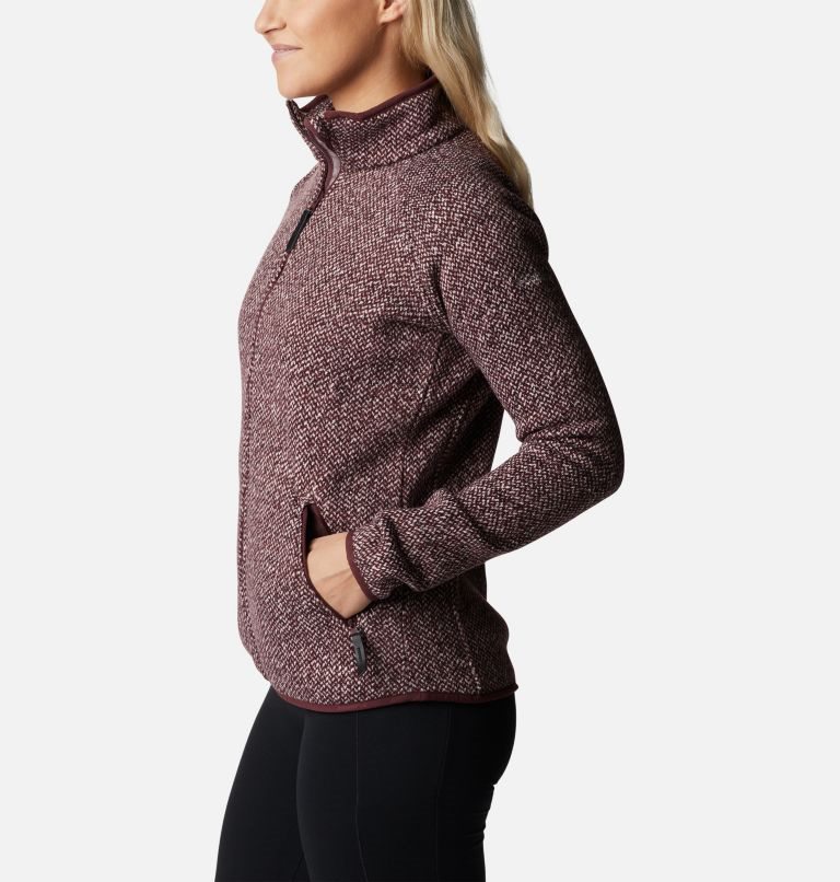 Women's Columbia Chillin Fleece Jackets Burgundy | CA-Y6348
