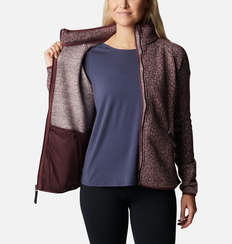 Women's Columbia Chillin Fleece Jackets Burgundy | CA-Y6348