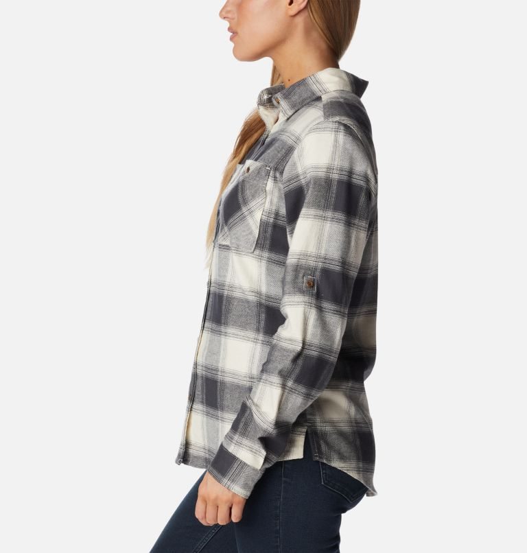 Women's Columbia Clay Hills Stretch Flannel Shirts Grey | CA-KA410