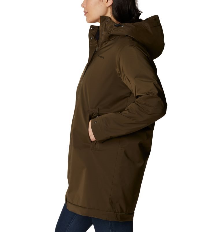 Women's Columbia Clermont Lined Rain Jackets Dark Brown | CA-U0A13