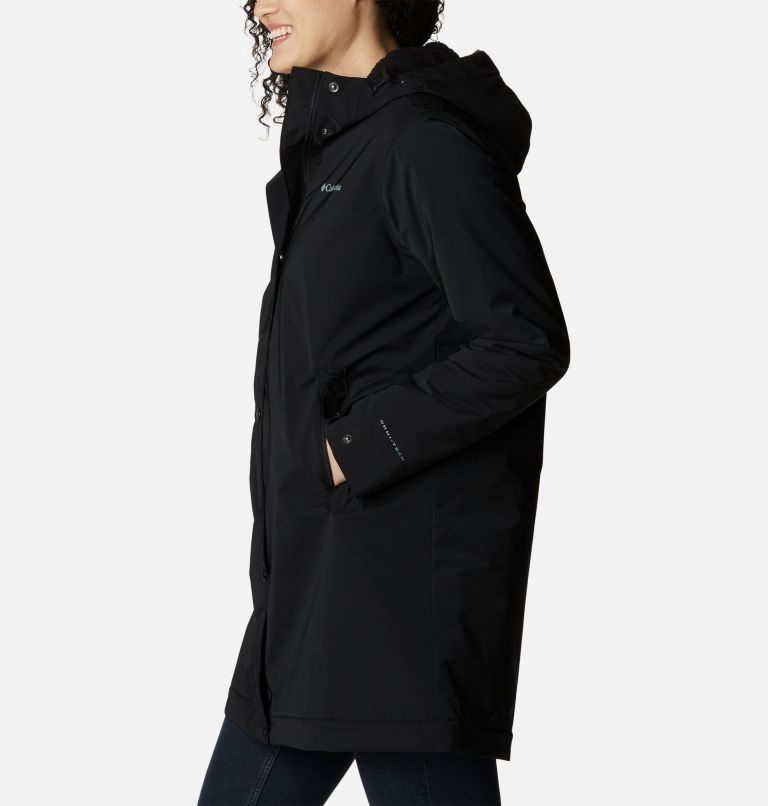 Women's Columbia Clermont Lined Rain Jackets Black | CA-WCL16