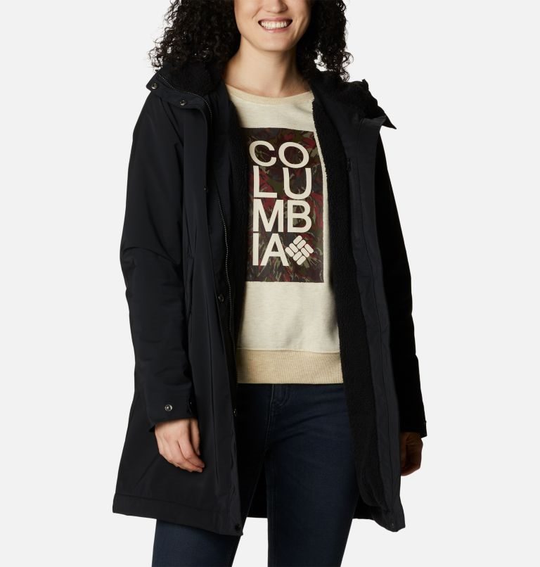 Women's Columbia Clermont Lined Rain Jackets Black | CA-WCL16