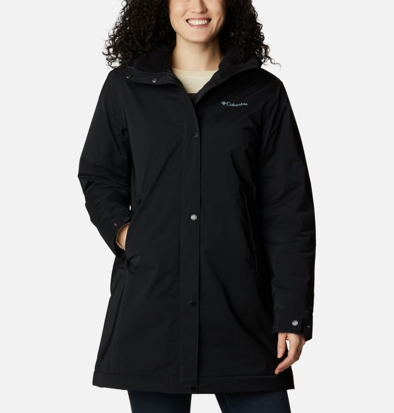 Women\'s Columbia Clermont Lined Rain Jackets Black | CA-WCL16