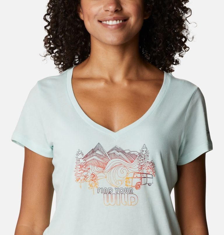 Women's Columbia Daisy Days II V-Neck T Shirts Mint | CA-TAL43