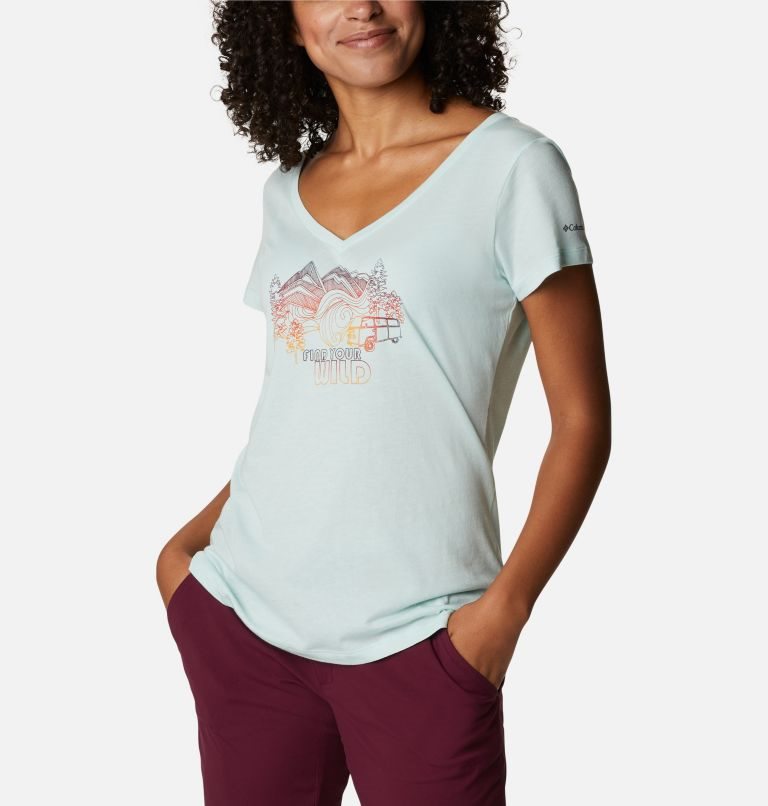 Women's Columbia Daisy Days II V-Neck T Shirts Mint | CA-TAL43