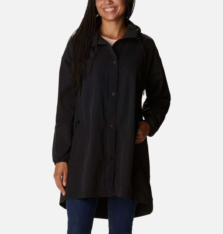 Women\'s Columbia Day Trippin II Long Rain Jackets Black | CA-EL801