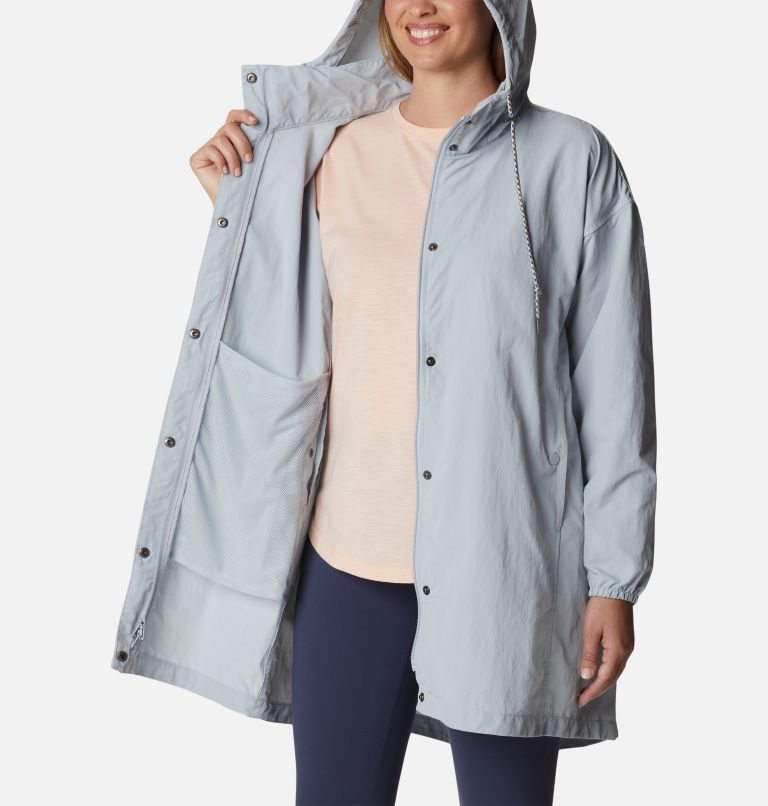 Women's Columbia Day Trippin II Long Rain Jackets Light Blue | CA-M0834
