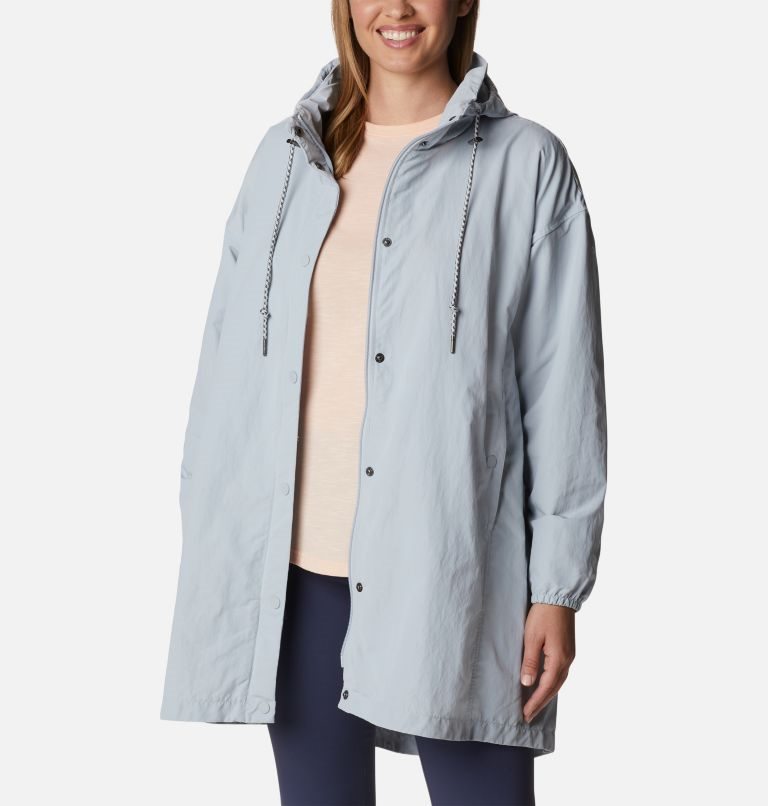 Women's Columbia Day Trippin II Long Rain Jackets Light Blue | CA-M0834