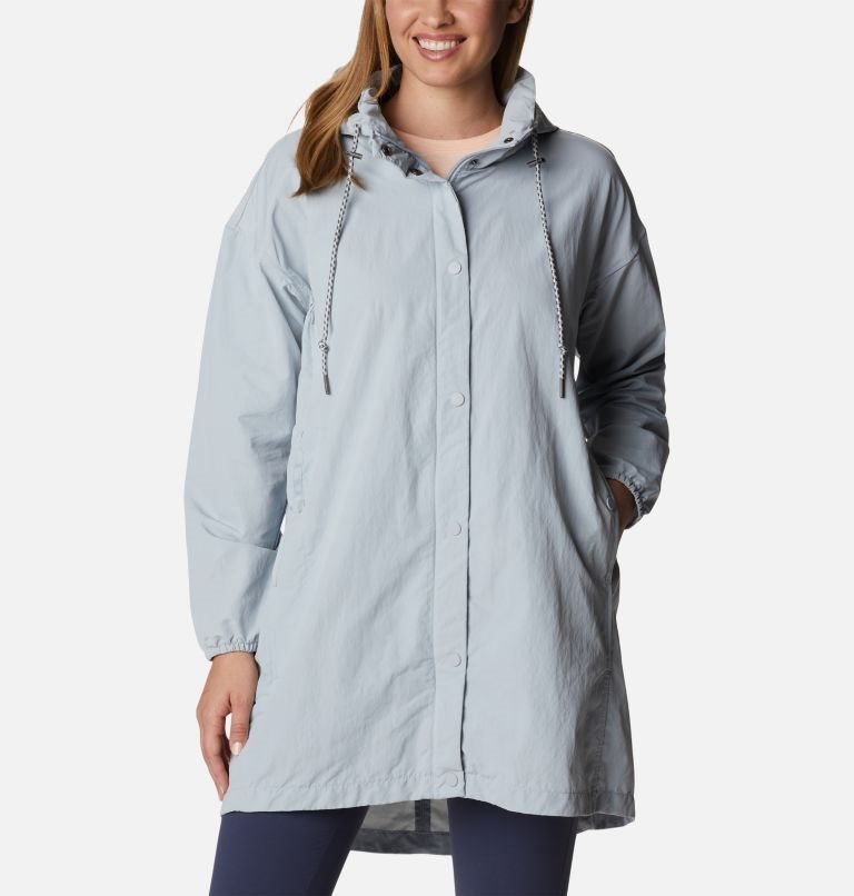 Women\'s Columbia Day Trippin II Long Rain Jackets Light Blue | CA-M0834