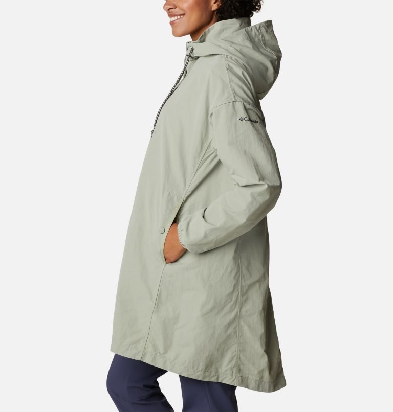 Women's Columbia Day Trippin II Long Rain Jackets Olive | CA-M68A0