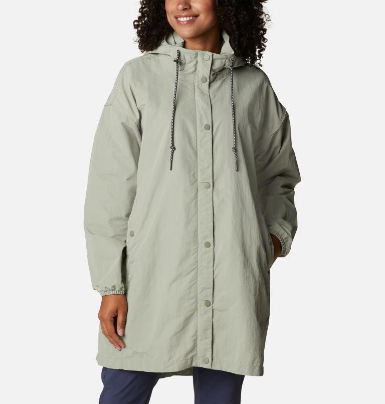 Women\'s Columbia Day Trippin II Long Rain Jackets Olive | CA-M68A0