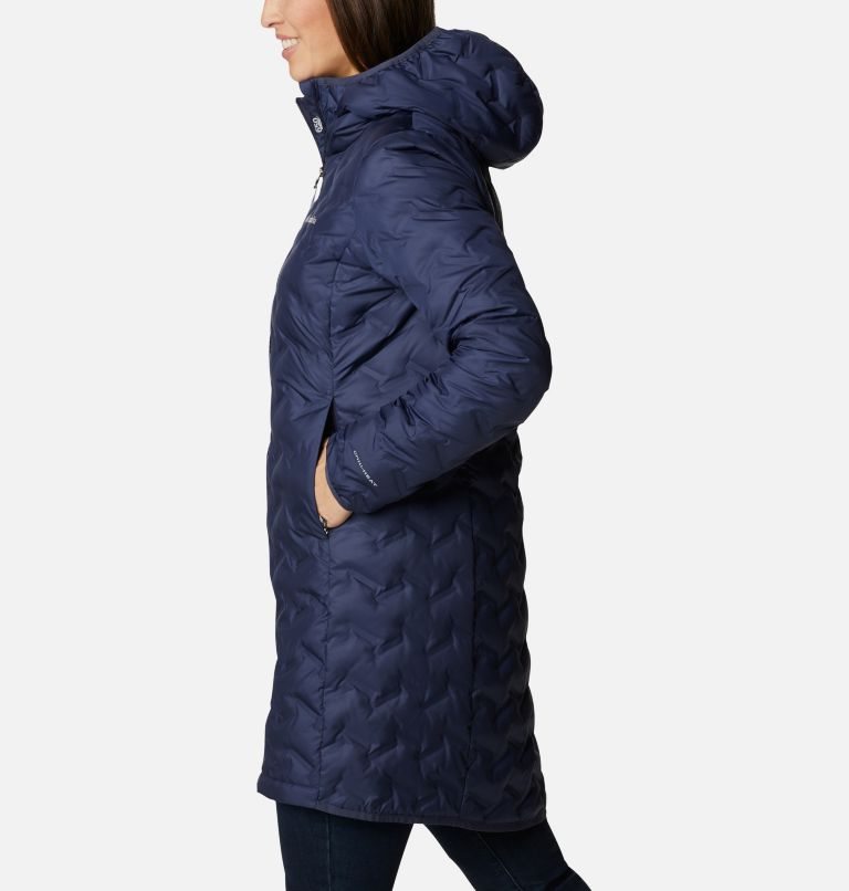 Women's Columbia Delta Ridge Long Down Jackets Navy | CA-E6401