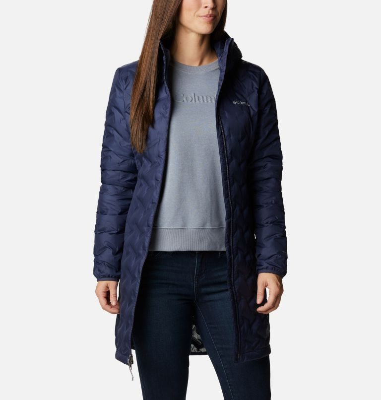 Women\'s Columbia Delta Ridge Long Down Jackets Navy | CA-E6401