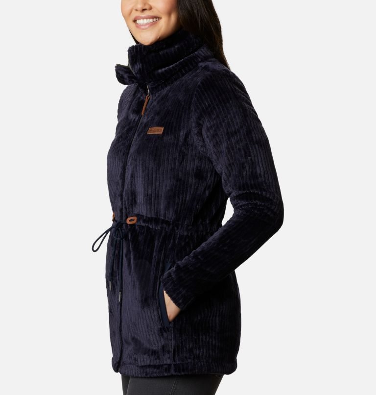Women's Columbia Fireside Long Full Zip Sherpa Fleece Jackets Black | CA-VL864
