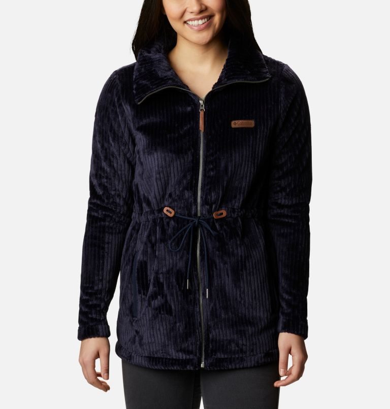 Women\'s Columbia Fireside Long Full Zip Sherpa Fleece Jackets Black | CA-VL864