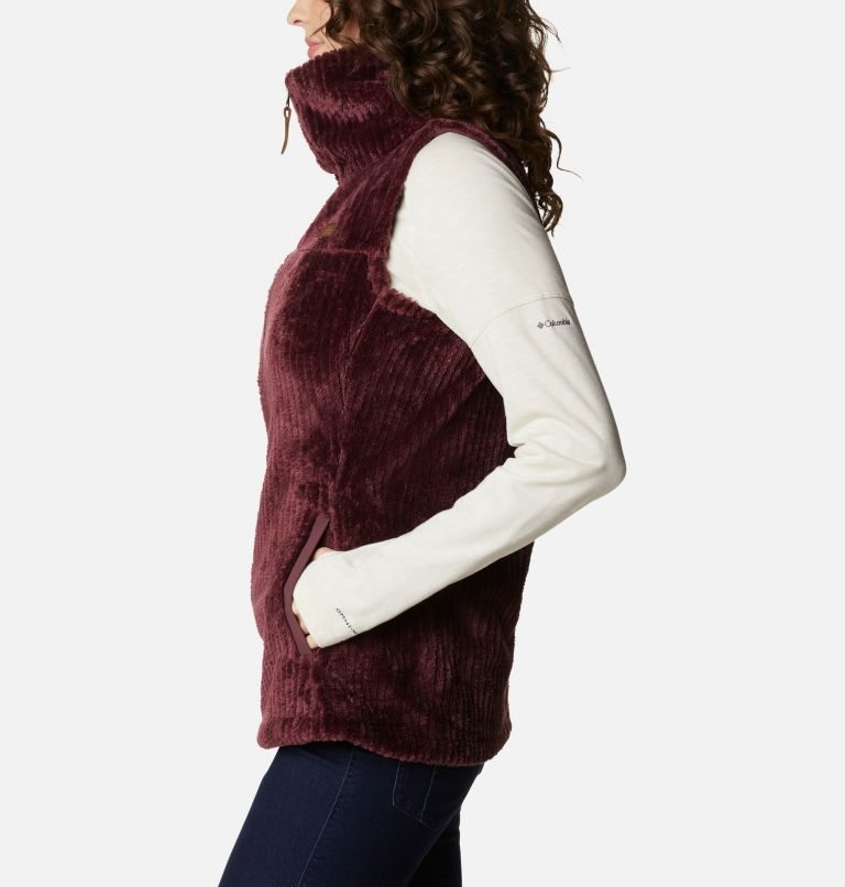 Women's Columbia Fireside Sherpa Vest Burgundy | CA-H6543