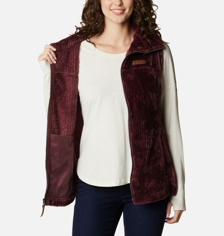 Women's Columbia Fireside Sherpa Vest Burgundy | CA-H6543
