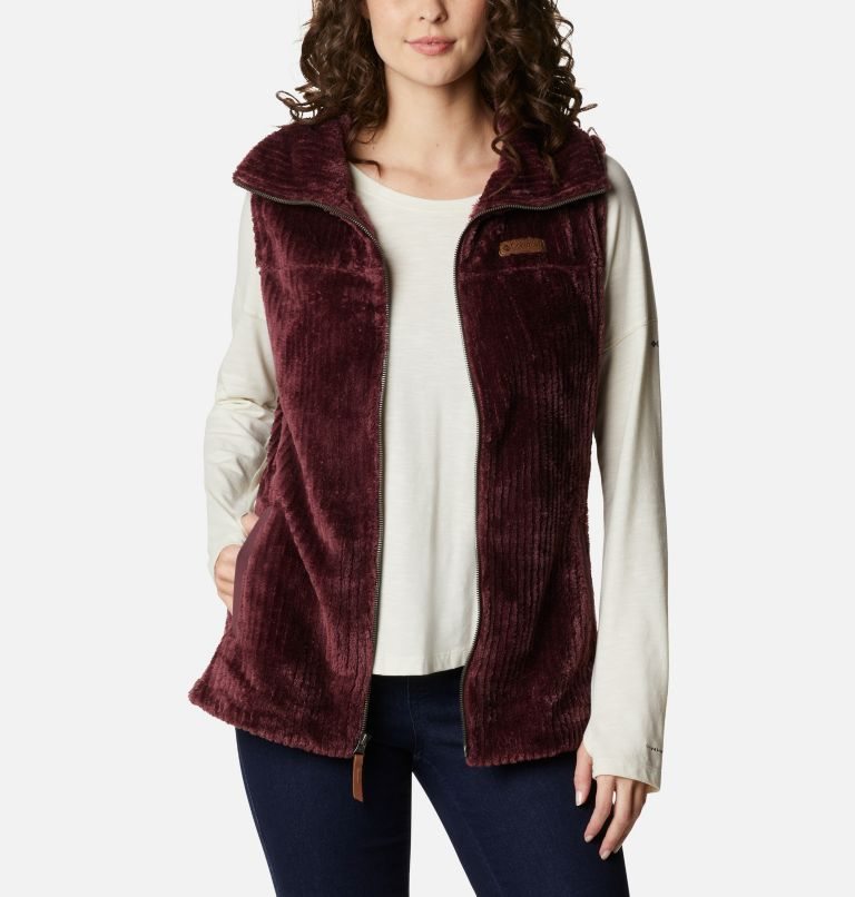 Women's Columbia Fireside Sherpa Vest Burgundy | CA-H6543